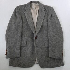 Vtg David Hunter 42R Gray Herringbone Tweed Mens Blazer Suit Jacket Sport Coat